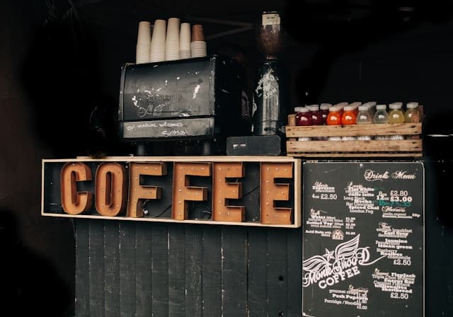 a sign post with the word cofffee